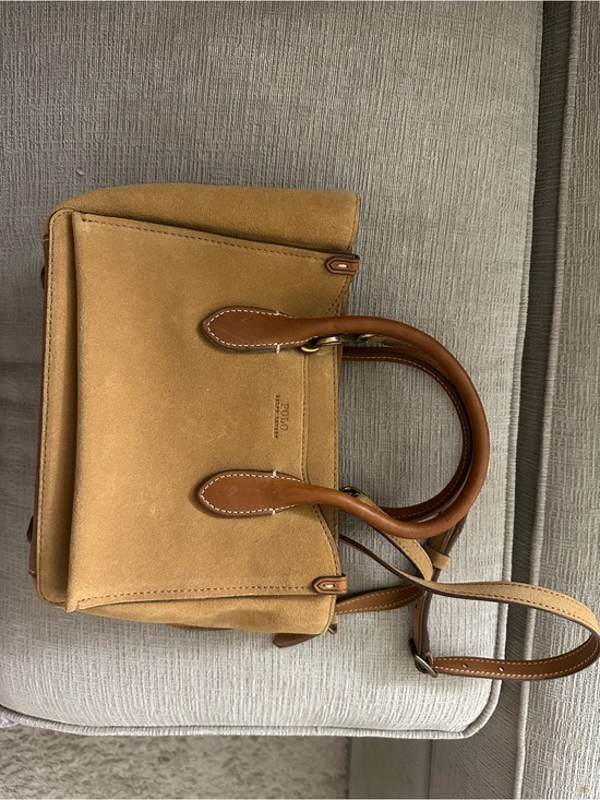 Polo Ralph Lauren Handbags - Polo by Ralph Lauren Tan Suede Satchel with Brown Leather Trim